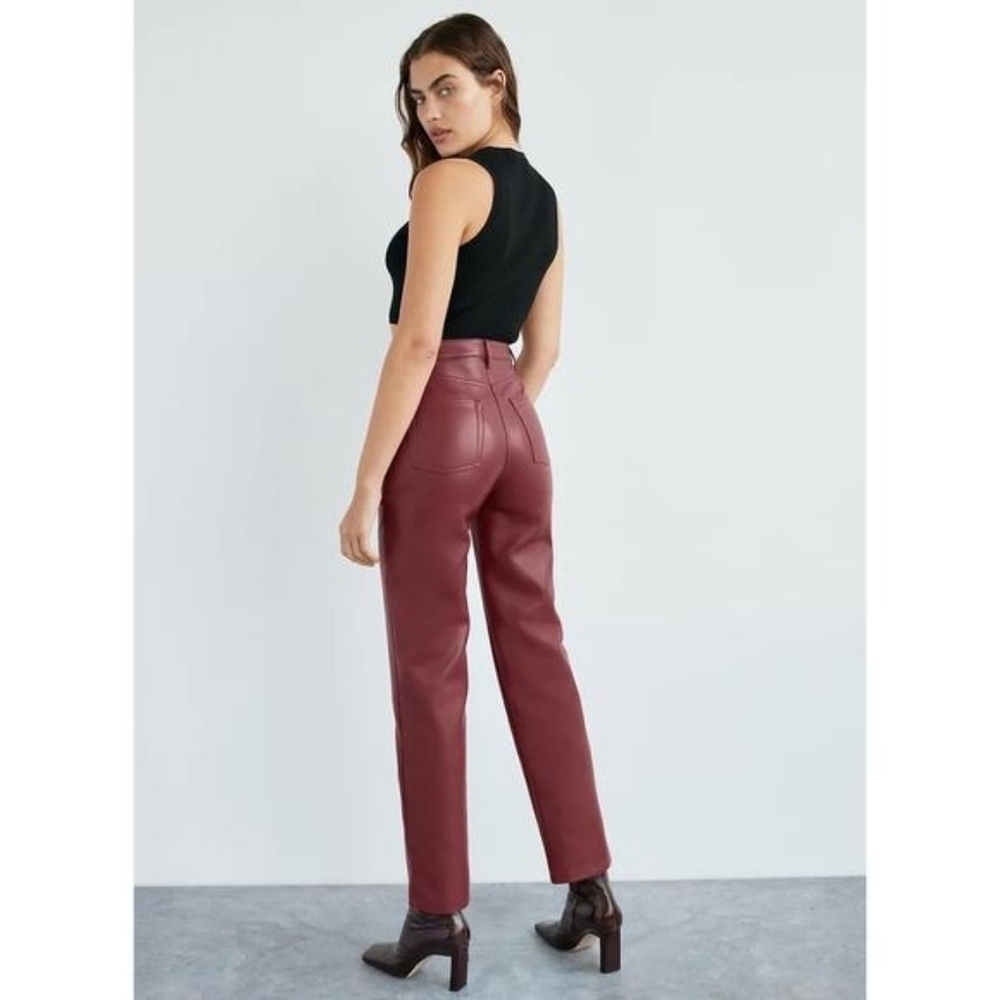 Wilfred The Melina™ Super High-Rise Pant Vegan Leather Burgundy Red- 16 - Picture 2 of 15